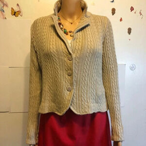 Apt9. Cotton Fisherman Knit Thick Women Cardigan Sweater size M
